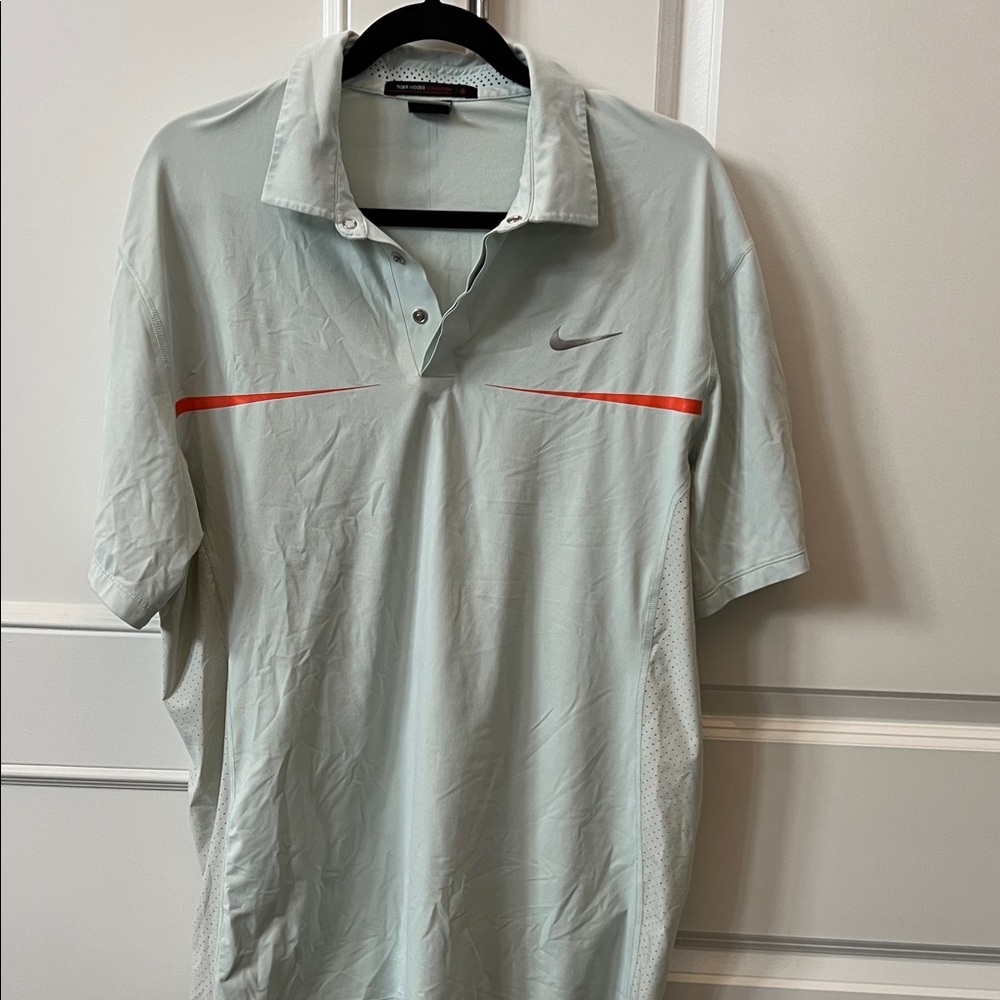 Nike Men's Tiger Woods Polo Mint Polo with Orange Highlights